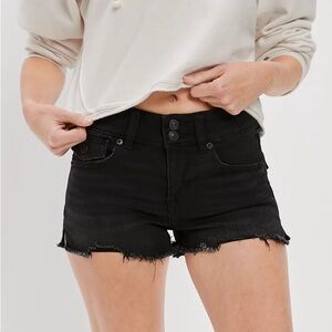 Size 2 American Eagle Outfitters Ne(x)t Level Low-Rise Denim Black Short Shorts